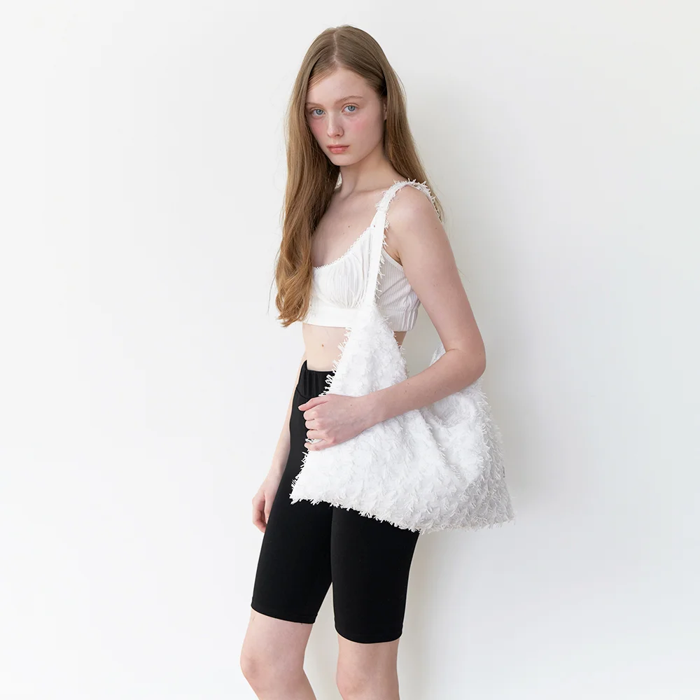 fringe huggy bag - white