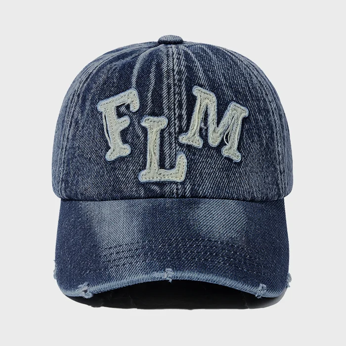FLM 貼布繡 牛仔 棒球帽-靛藍