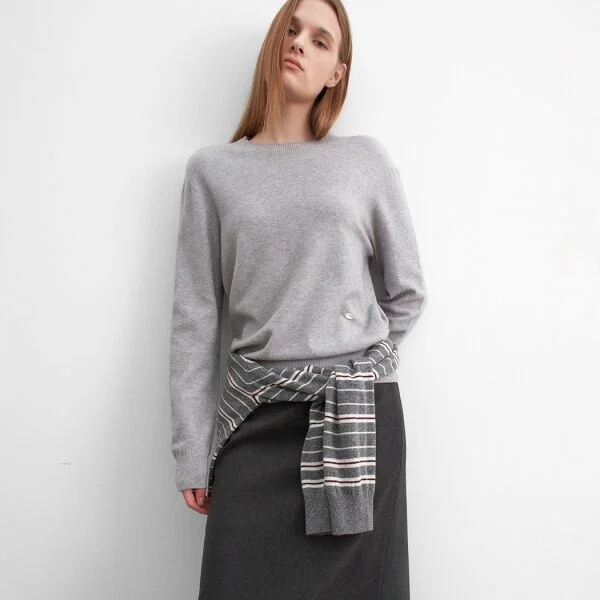 (T-7153)ESSENTIAL WHOLE GARMENT ROUND NECK KNIT