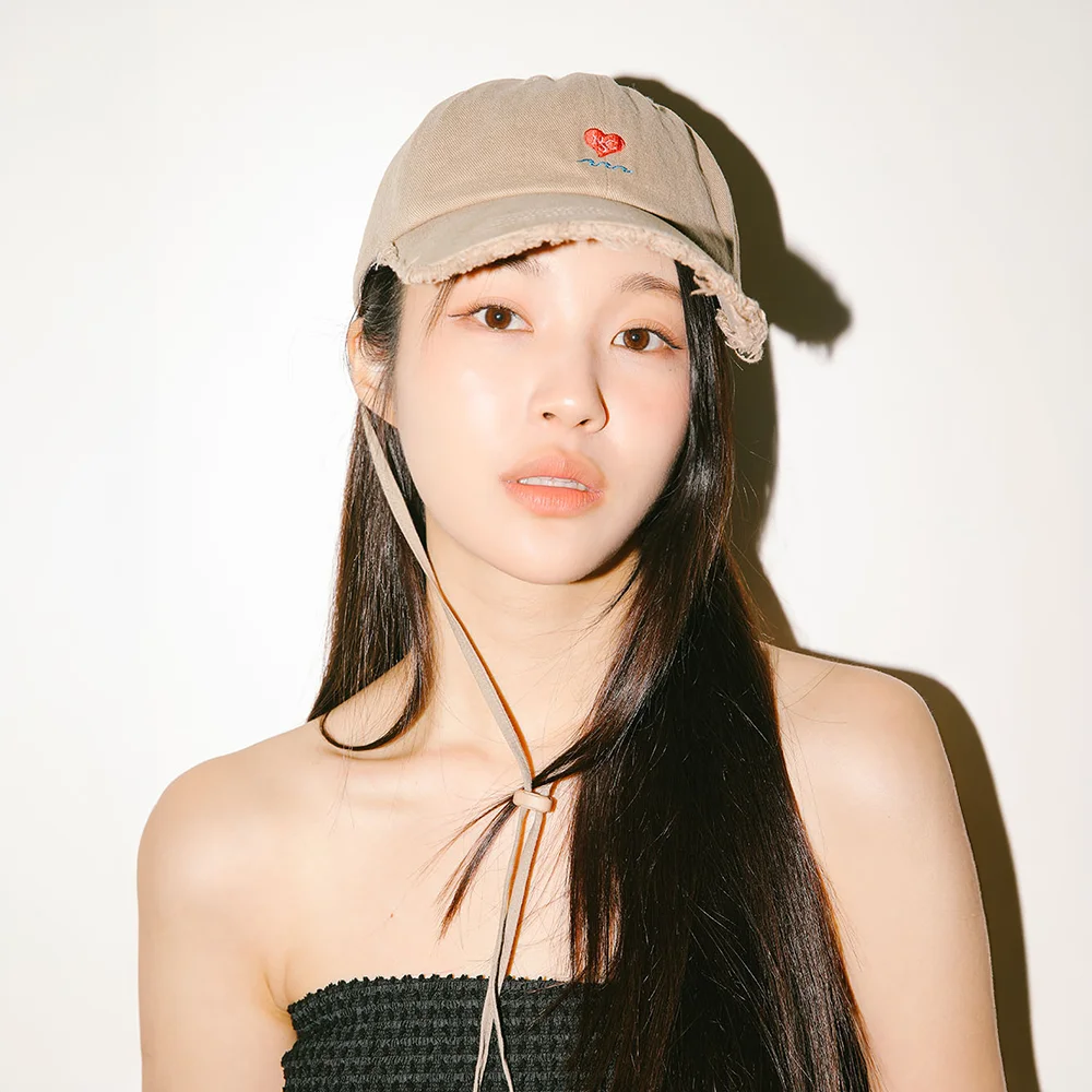心形 束繩 棒球帽 (Beige)