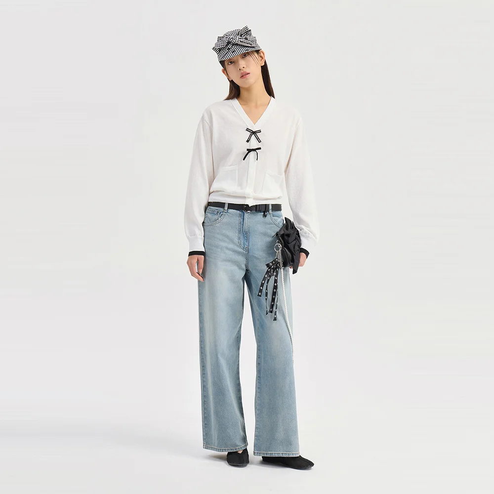 Ribbon Point Knit Cardigan (white) LFWCM26400WHX