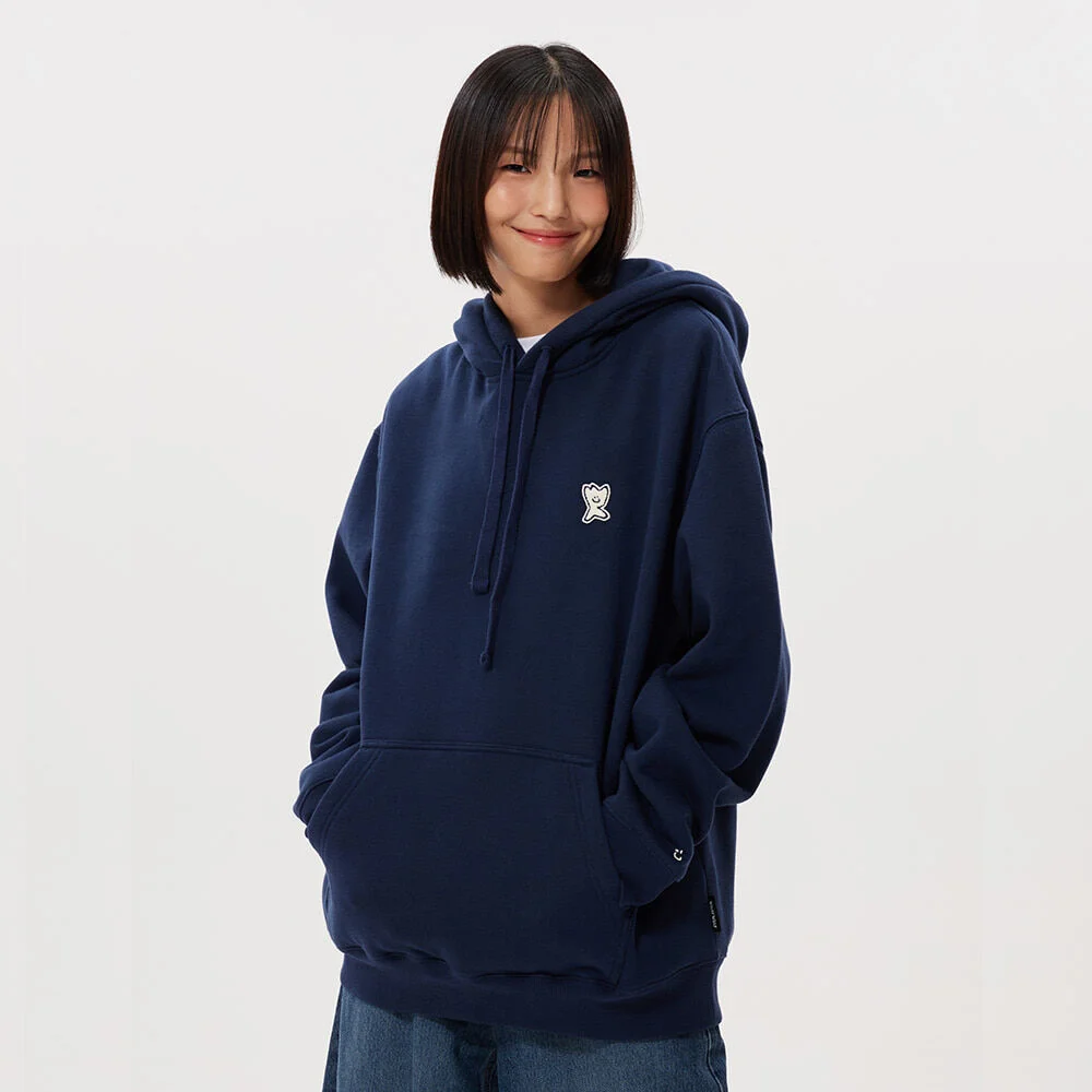 布章 加絨 連帽衫 海軍藍