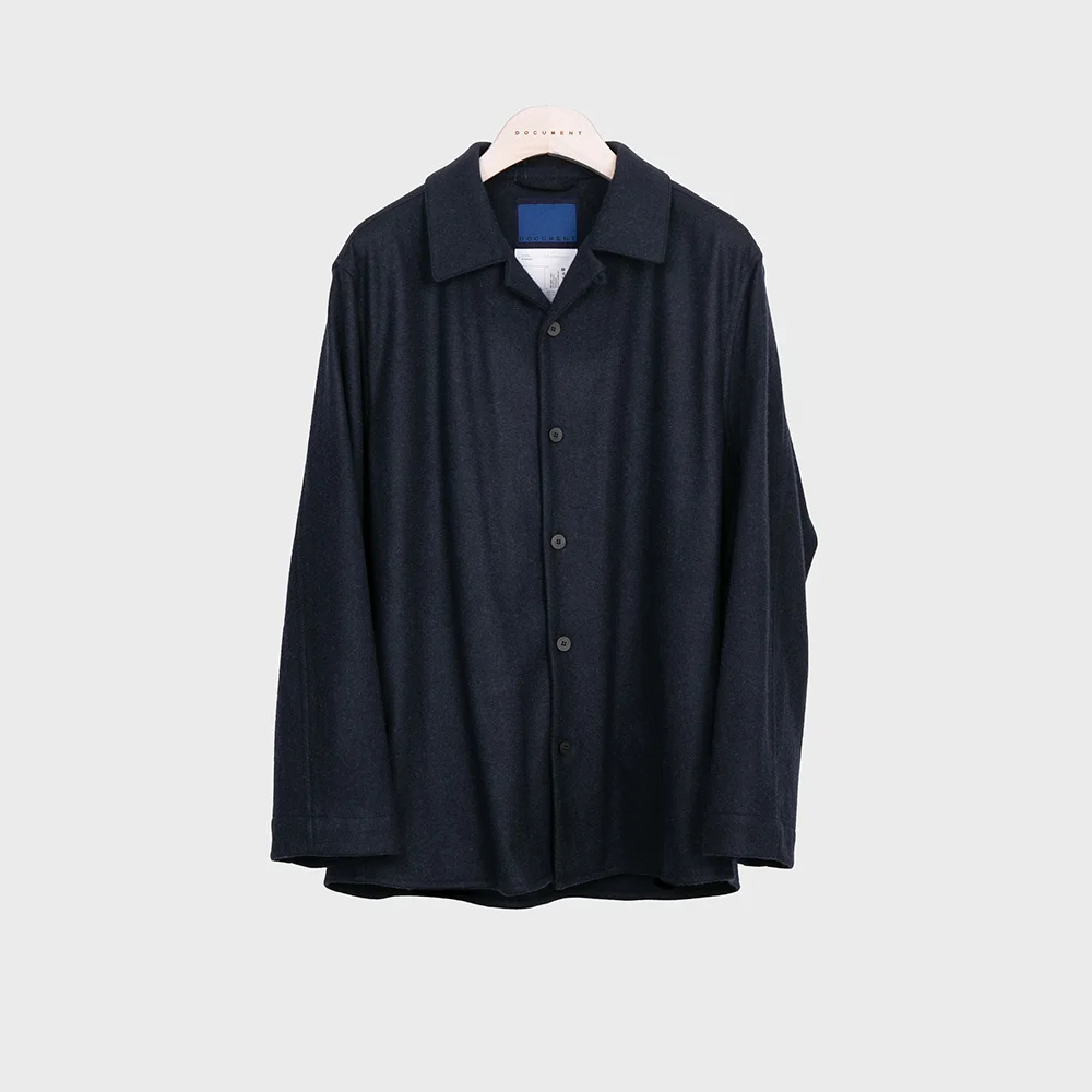 HEAVY WOOL JERSEY OVERSIZED SHIRT_NAVY