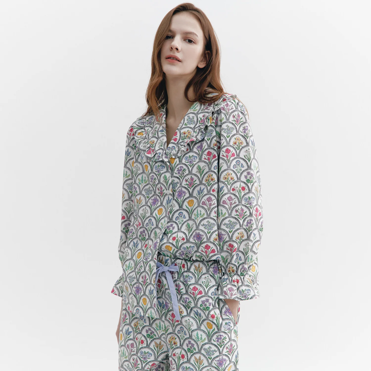 Modern Vintage Flower frilly Pajama Pair