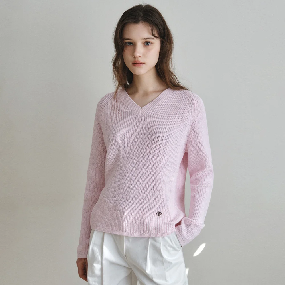 Easy Hacci V-Neck Knit_BABY PINK(WC26KN06)