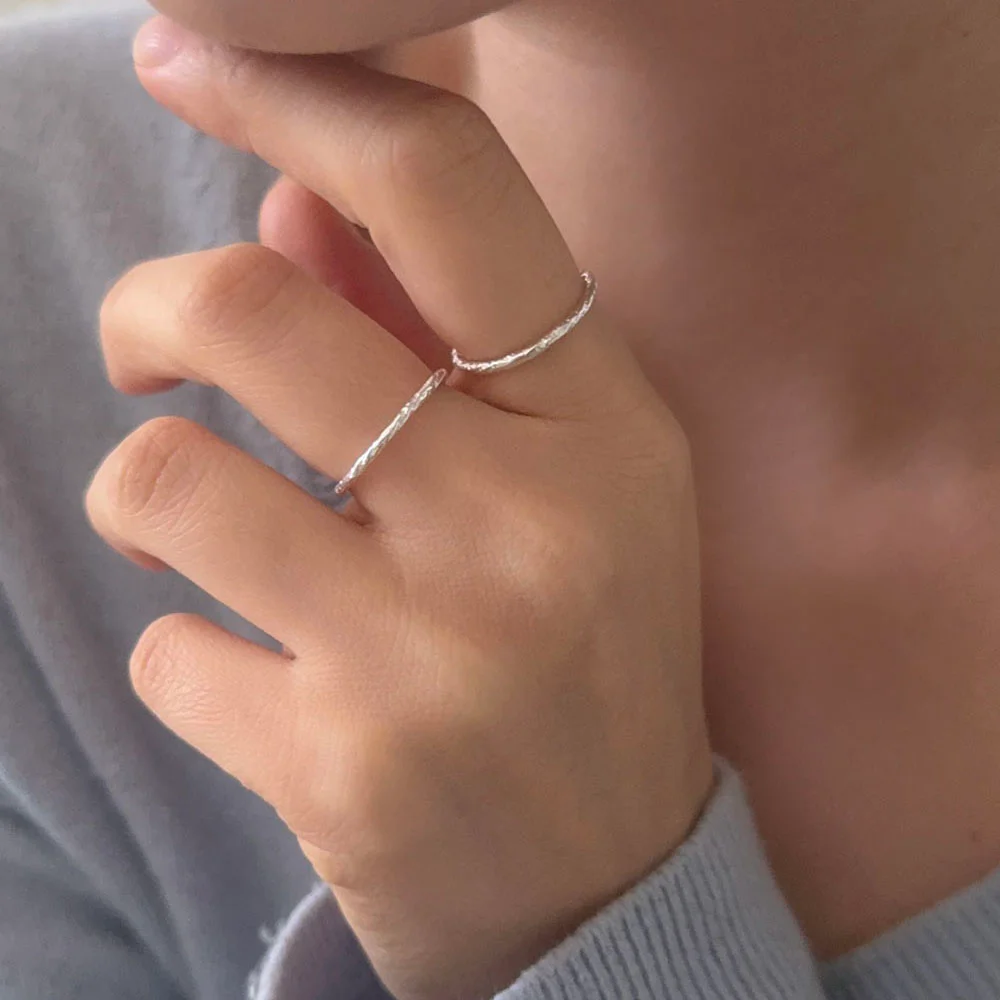 silver925 rough layered ring