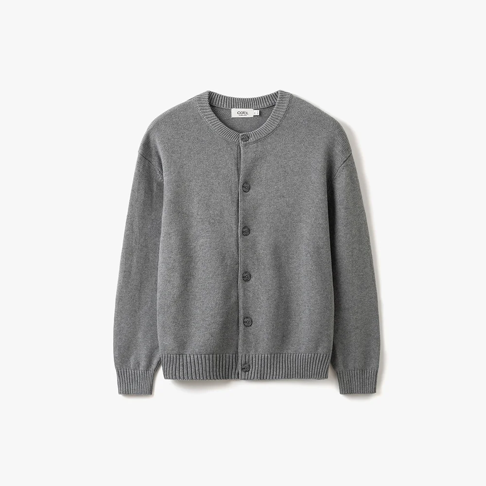 柔軟 基本款 圓領 開襟外套 灰色 COOSCD020GRAY