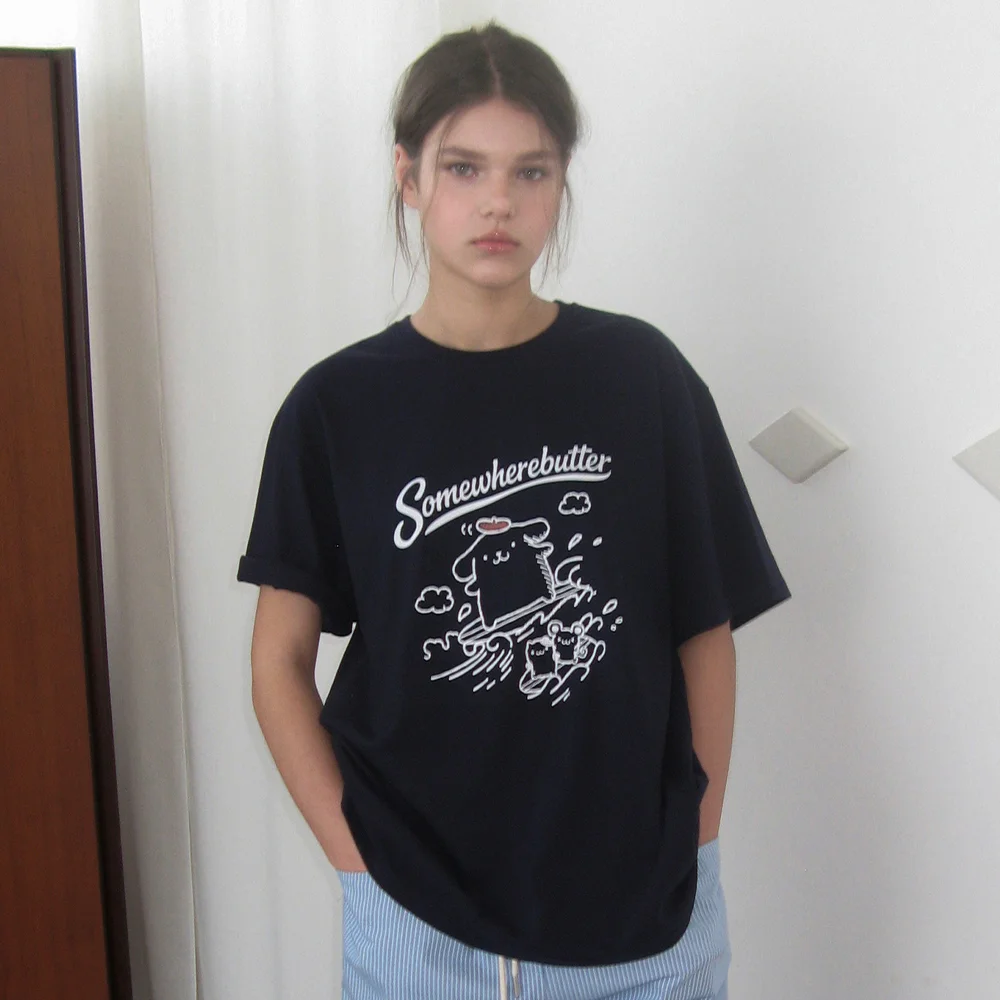 Summer Pompompurin Over-Fit Top - Navy