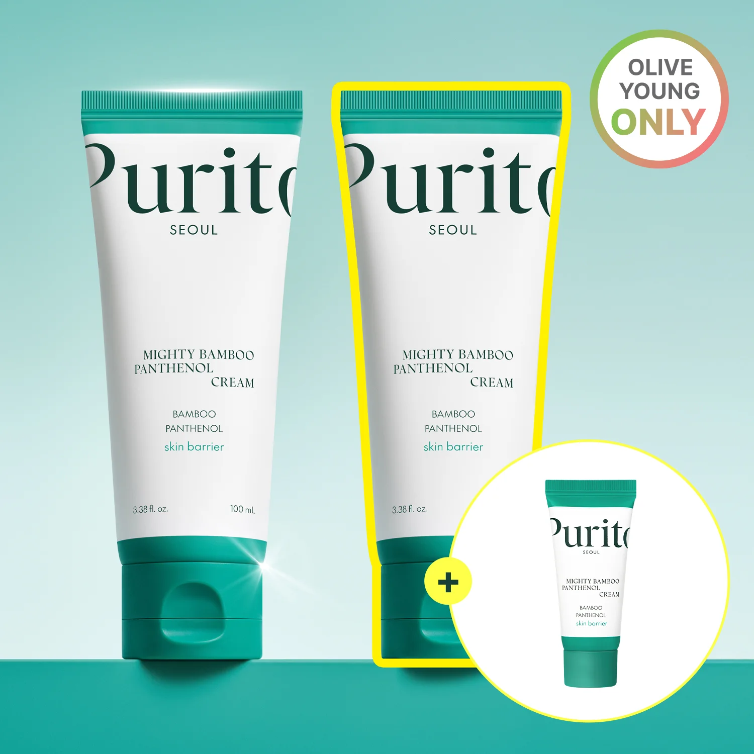 Purito 首爾 Mighty 竹 泛醇 奶油 100ml 雙效 套裝 (+15ml)