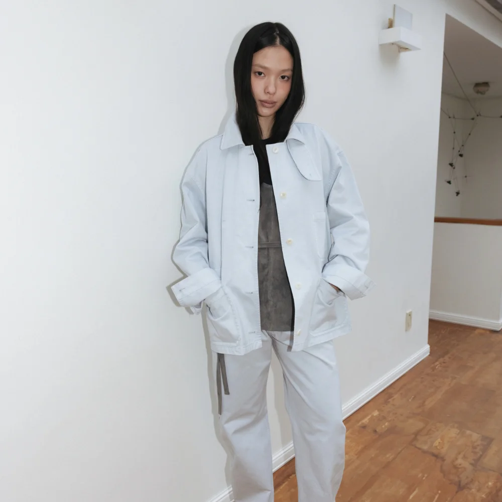 Cotton Dying Work Jacket (Light Blue / Blue)