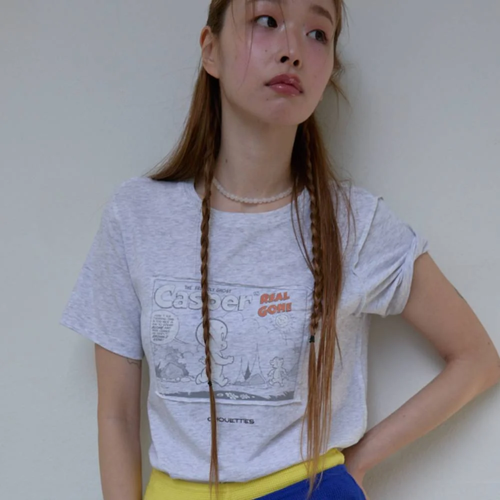 Casper Graphic Basic Fit Short Sleeve T-Shirt (light grey) LATAX26930GYL