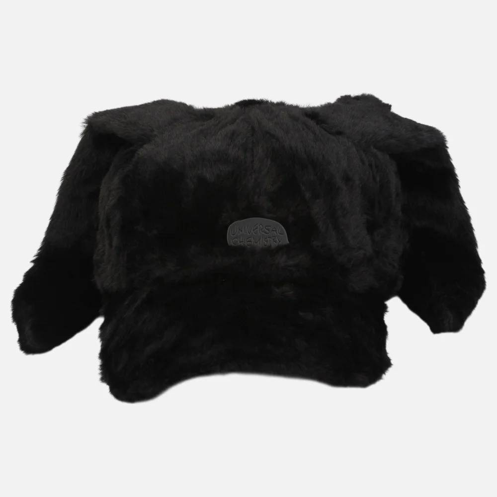 Rabbit Fur Black Ballcap 兔仔帽