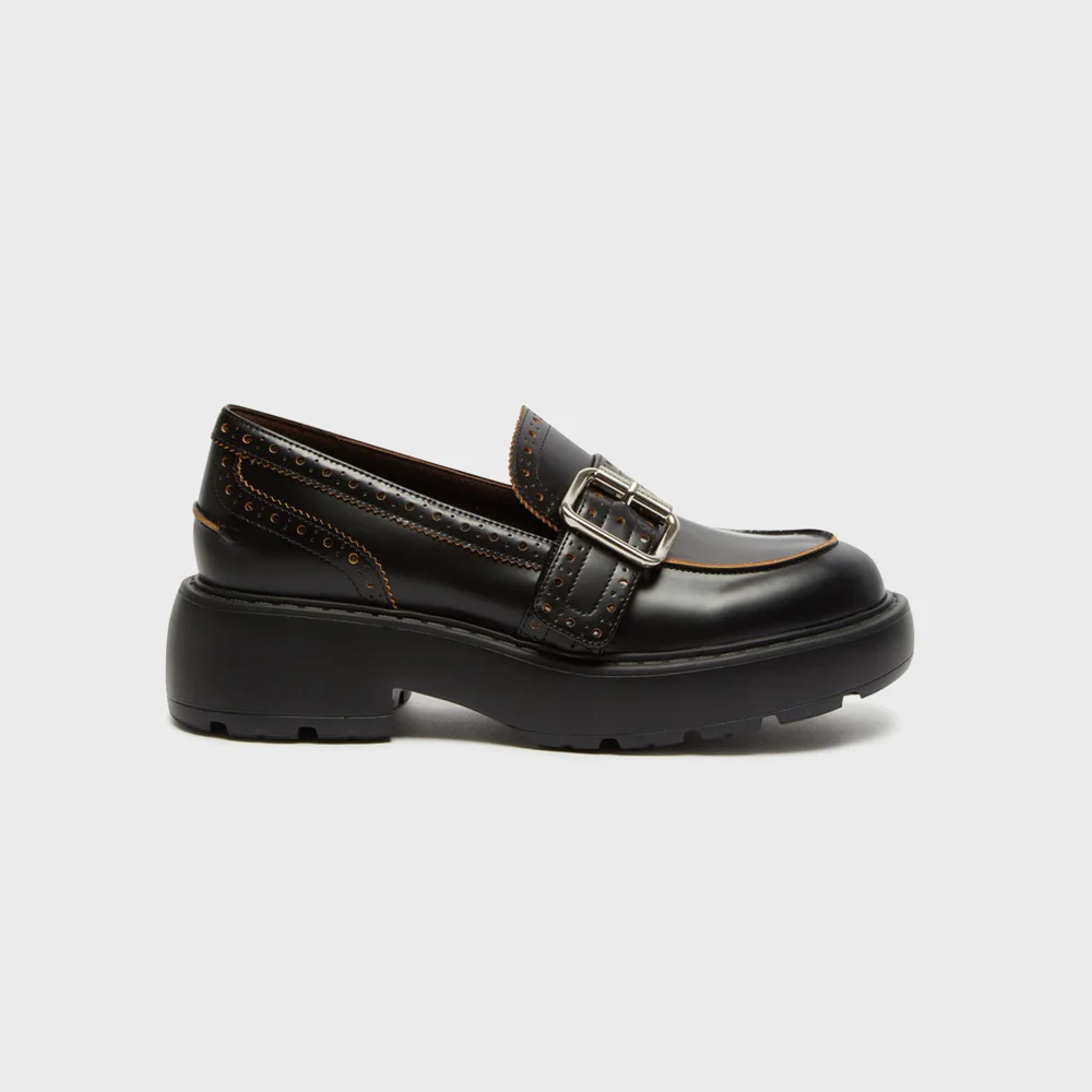 Buckle platform loafer(black)_DG1DA26519BLK