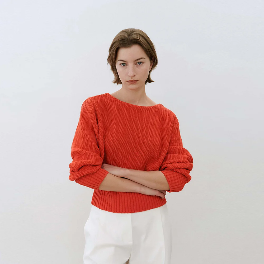 Boat-neck Pullover(Tangerine)