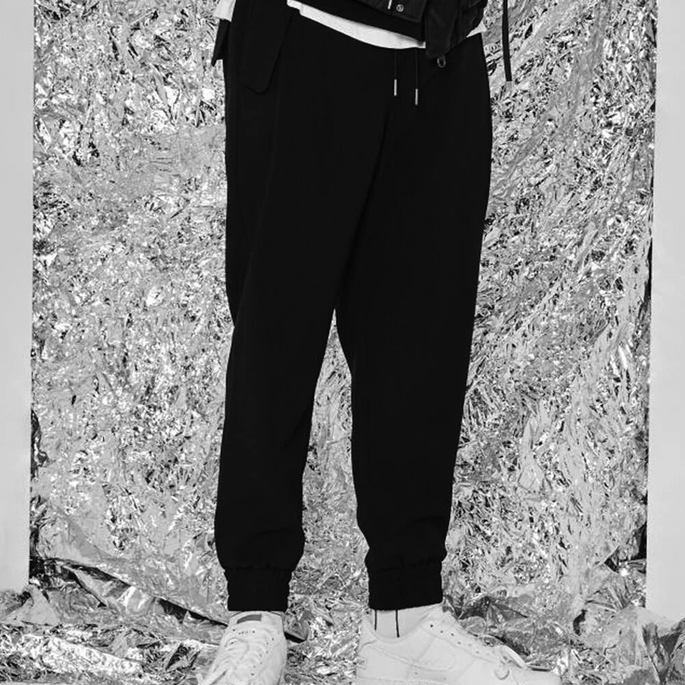 BLACK FLAP POCKET JOGGER PANTS IEPA0F601BK