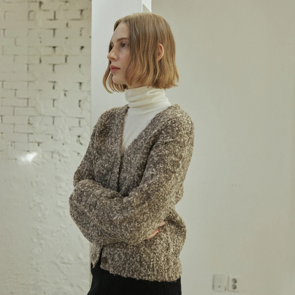 BOUCLE CARDIGAN_BROWN