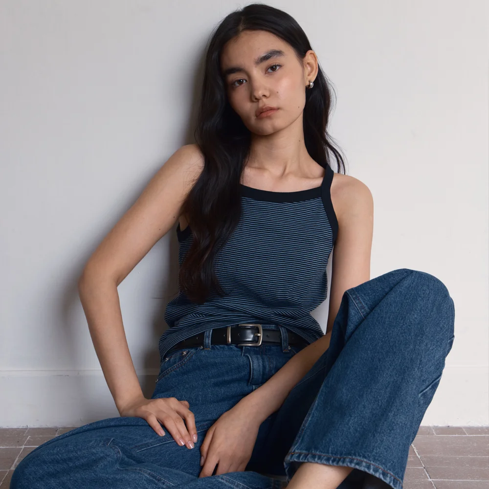 Stripe Rib Sleeveless (Blue Navy)