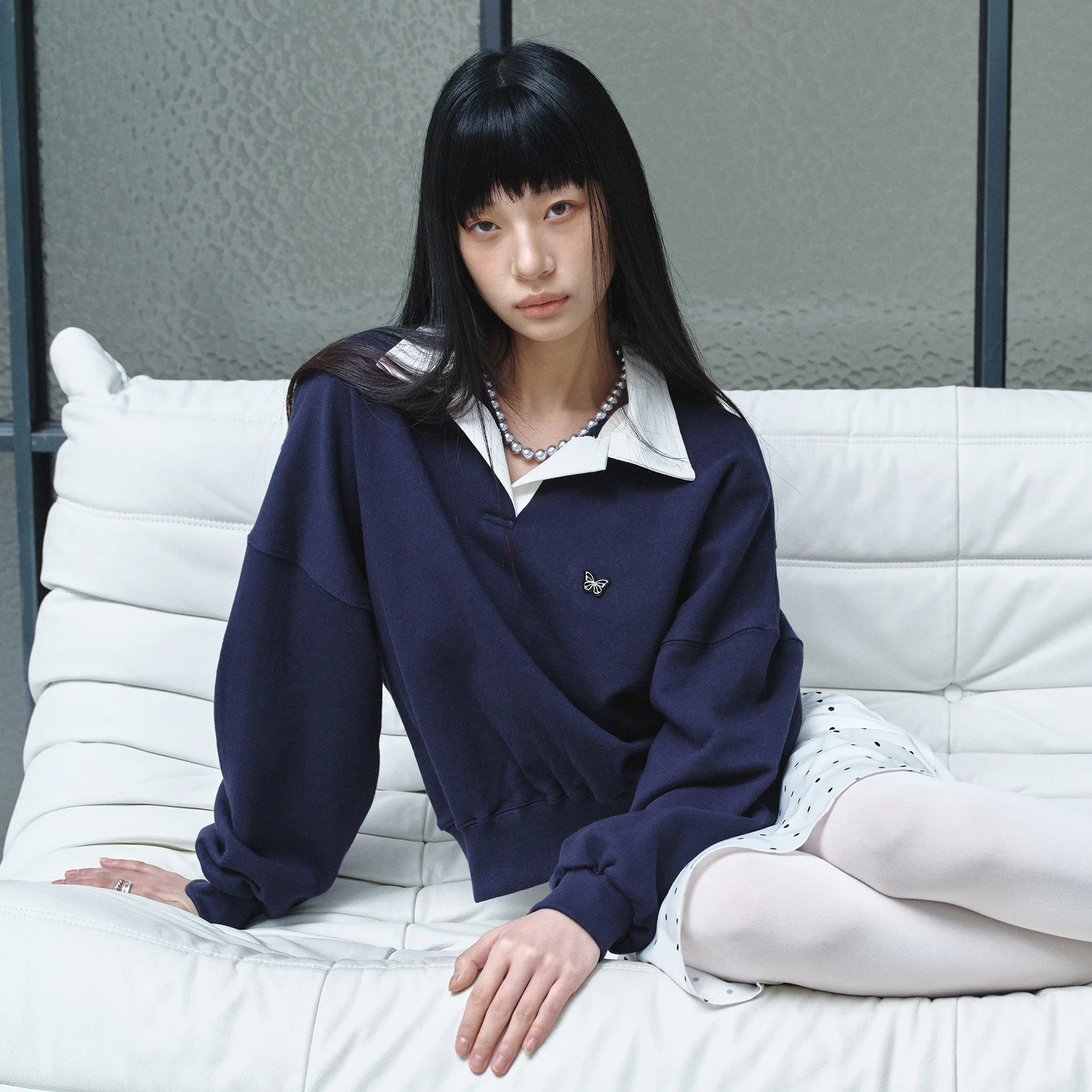 BUTTERFLY COLLAR SWEATSHIRT_NAVY