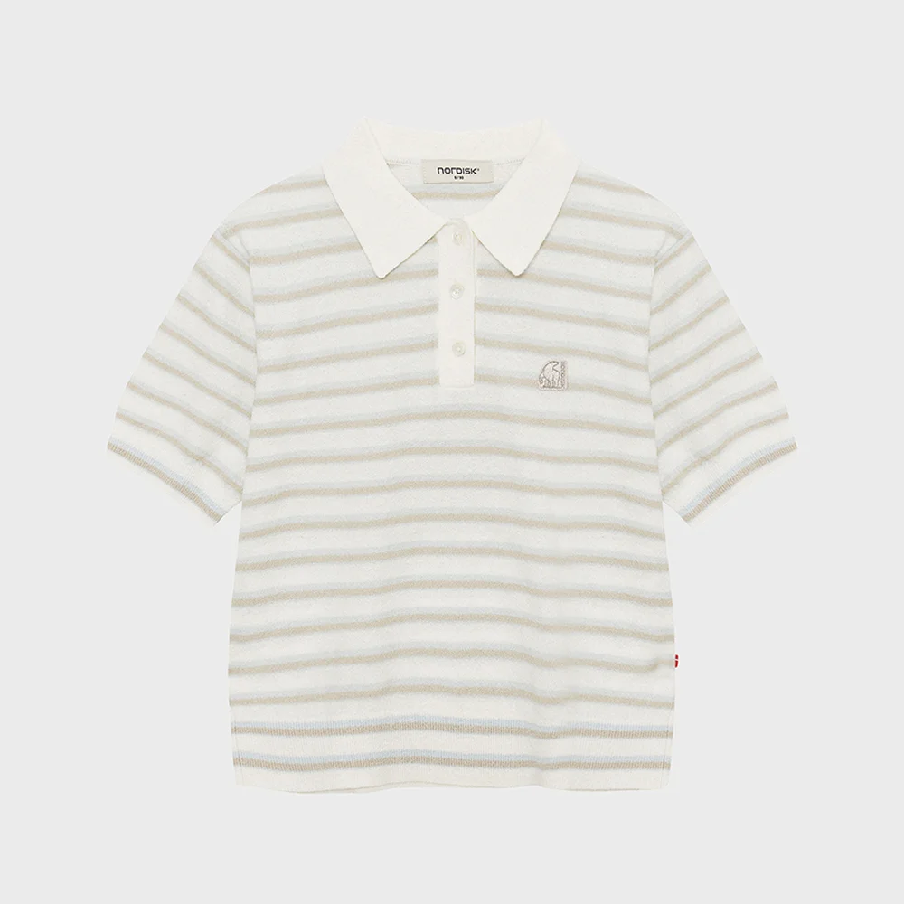短袖 條紋 毛衣 - W_Off White_OWM26K04W3