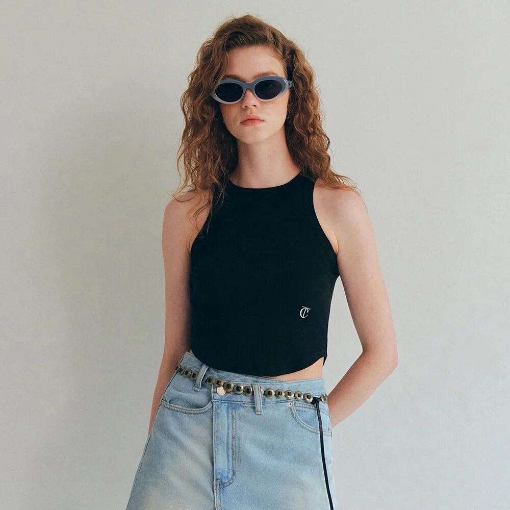 SYMBOL RIBBED SLEEVELESS