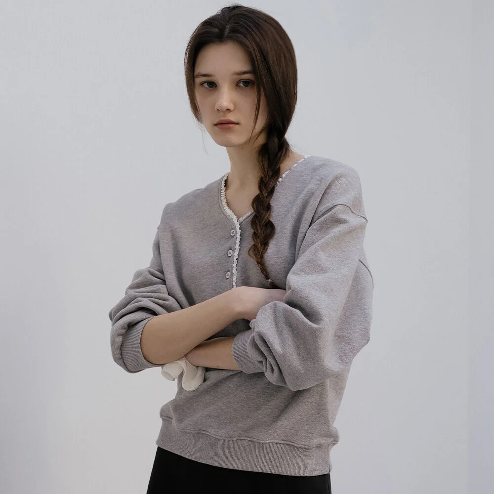 V-neck sweatshirt _Melange