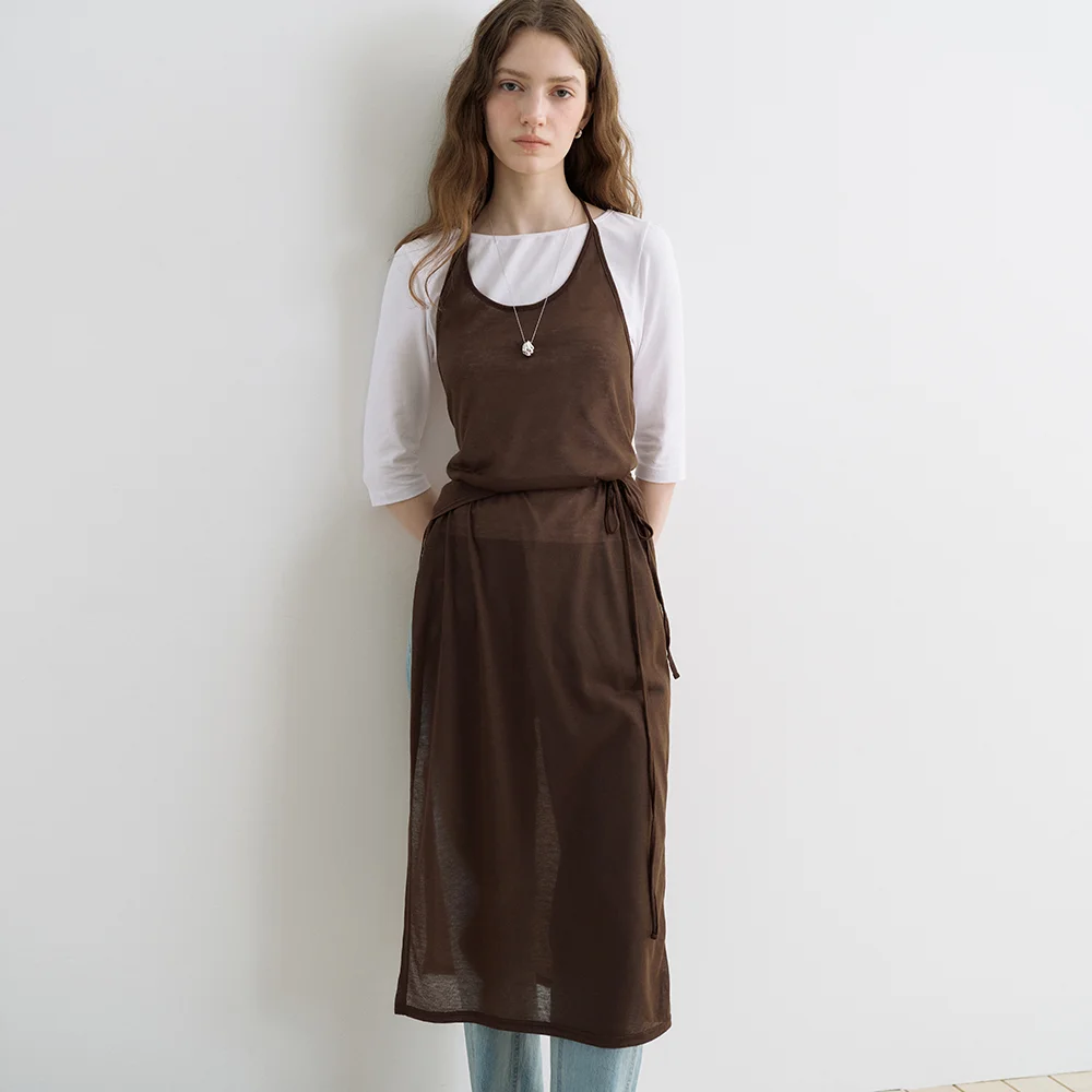comos 1714 layered halter-neck dress (brown)