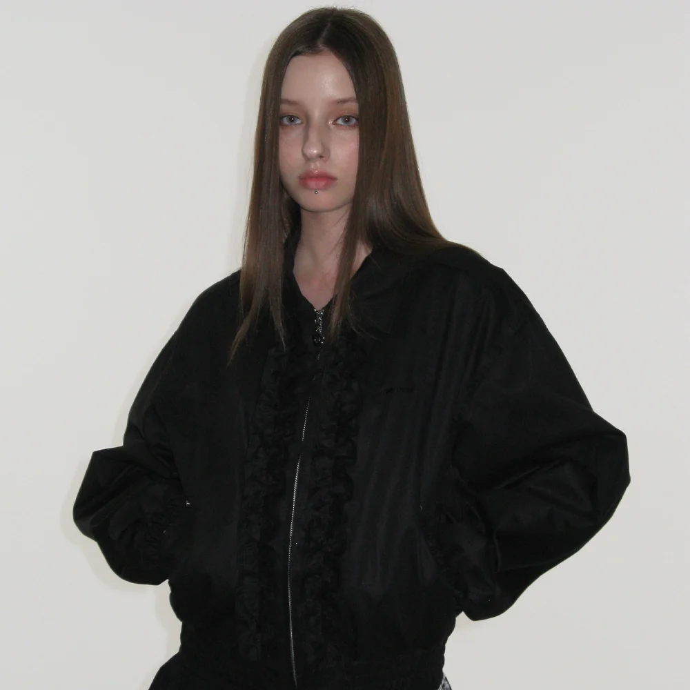 FRILL BALLOON BLOUSON_BLACK