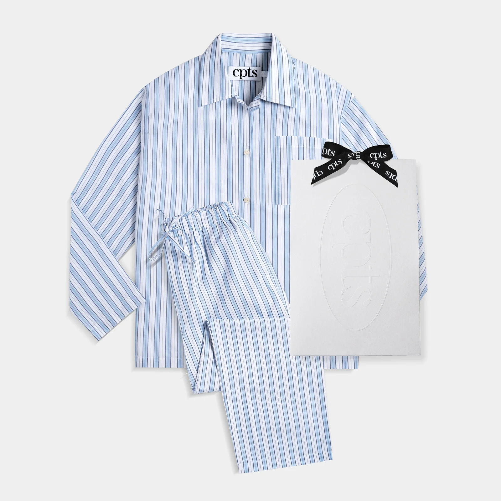 CLASSIC STRIPE PAJAMAS_SKYBLUE & WHITE