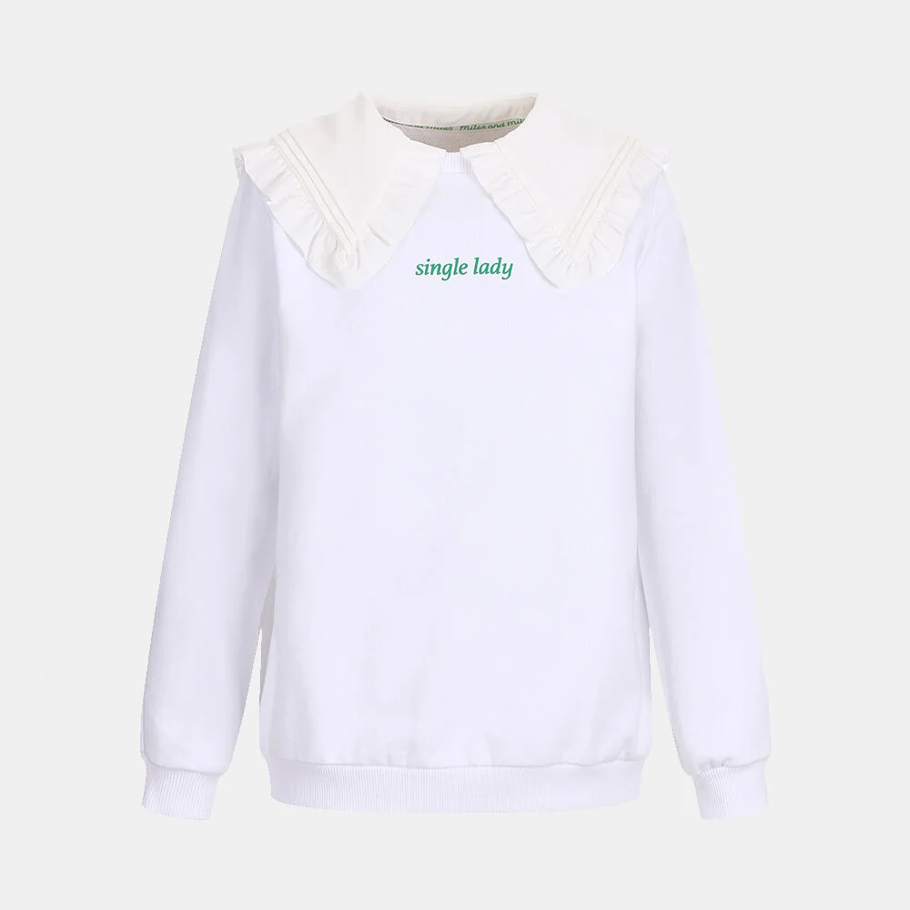 big frill collar sweatshirt_white+white collar