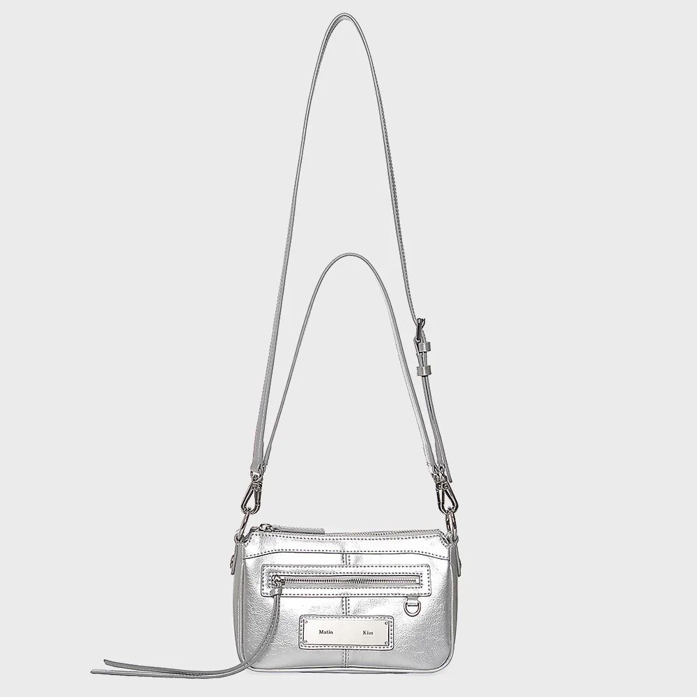 BIKER TWO-WAY MINI BAG IN SILVER