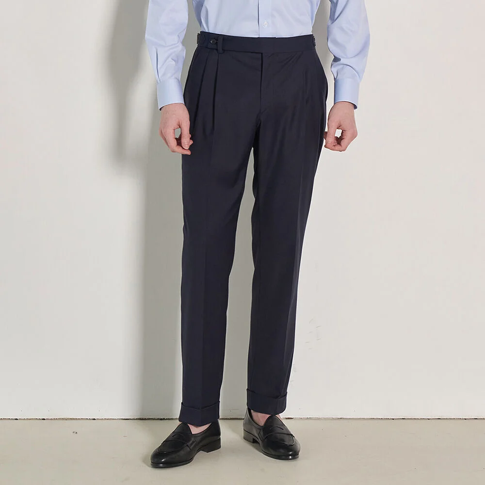 ALCPT010 修身剪裁 Two Pleats 褲子_navy