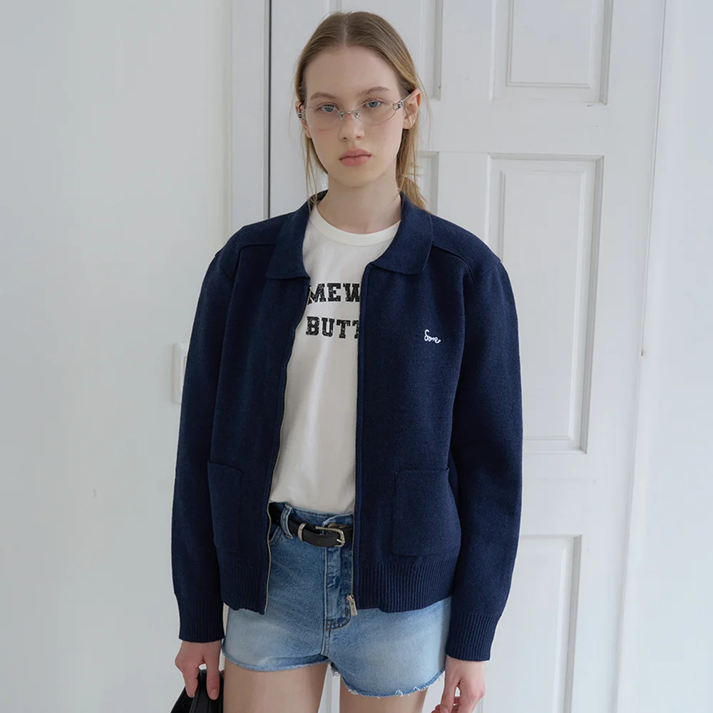 Unit Knit Zip-Up - Navy