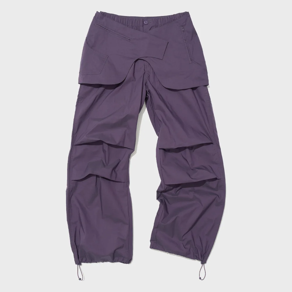 BELTED LAYERED PARACHUTE PANTS_PURPLE