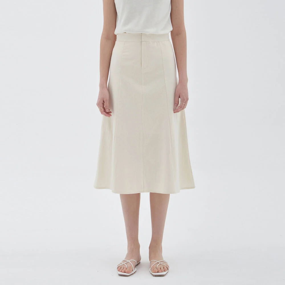 EASY FLARE LONG SKIRT_IVORY