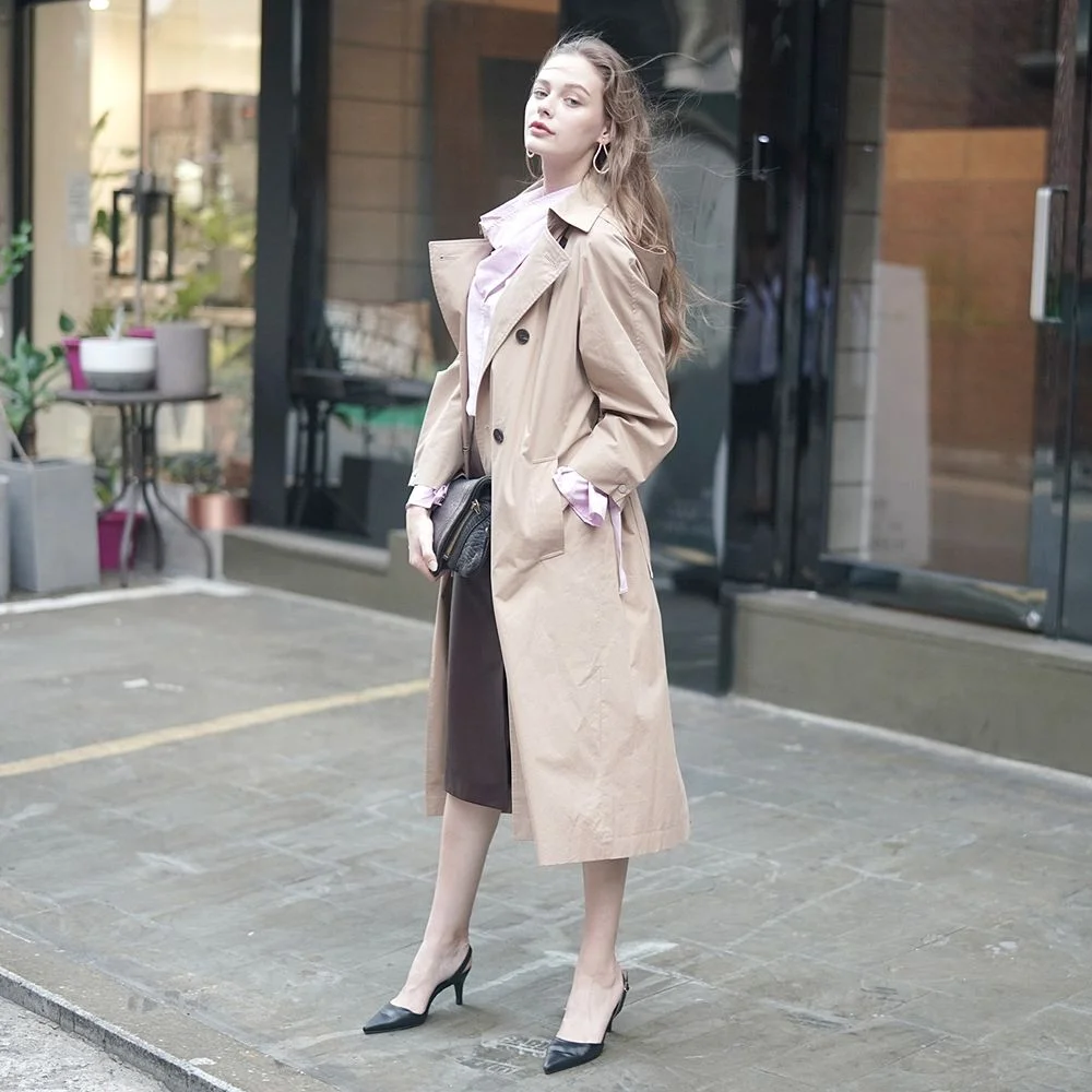 DOUBLE HOOD TRENCH COAT BEIGE