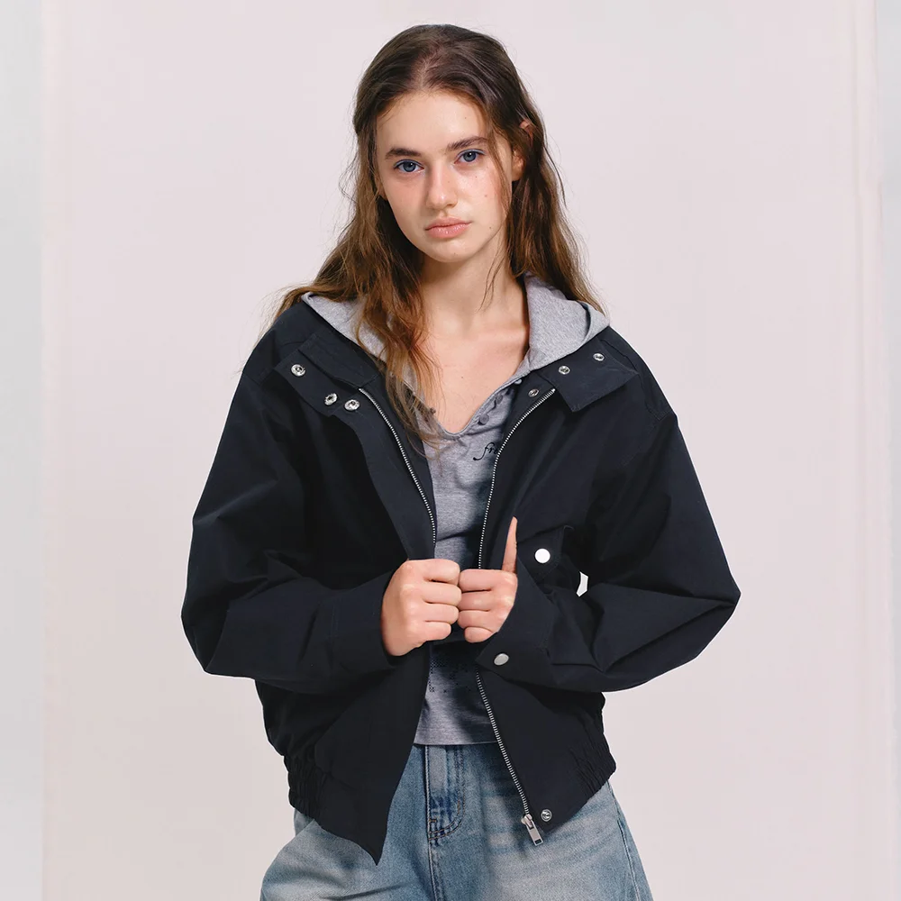 COTTON BOMBER JACKET (CHARCOAL)