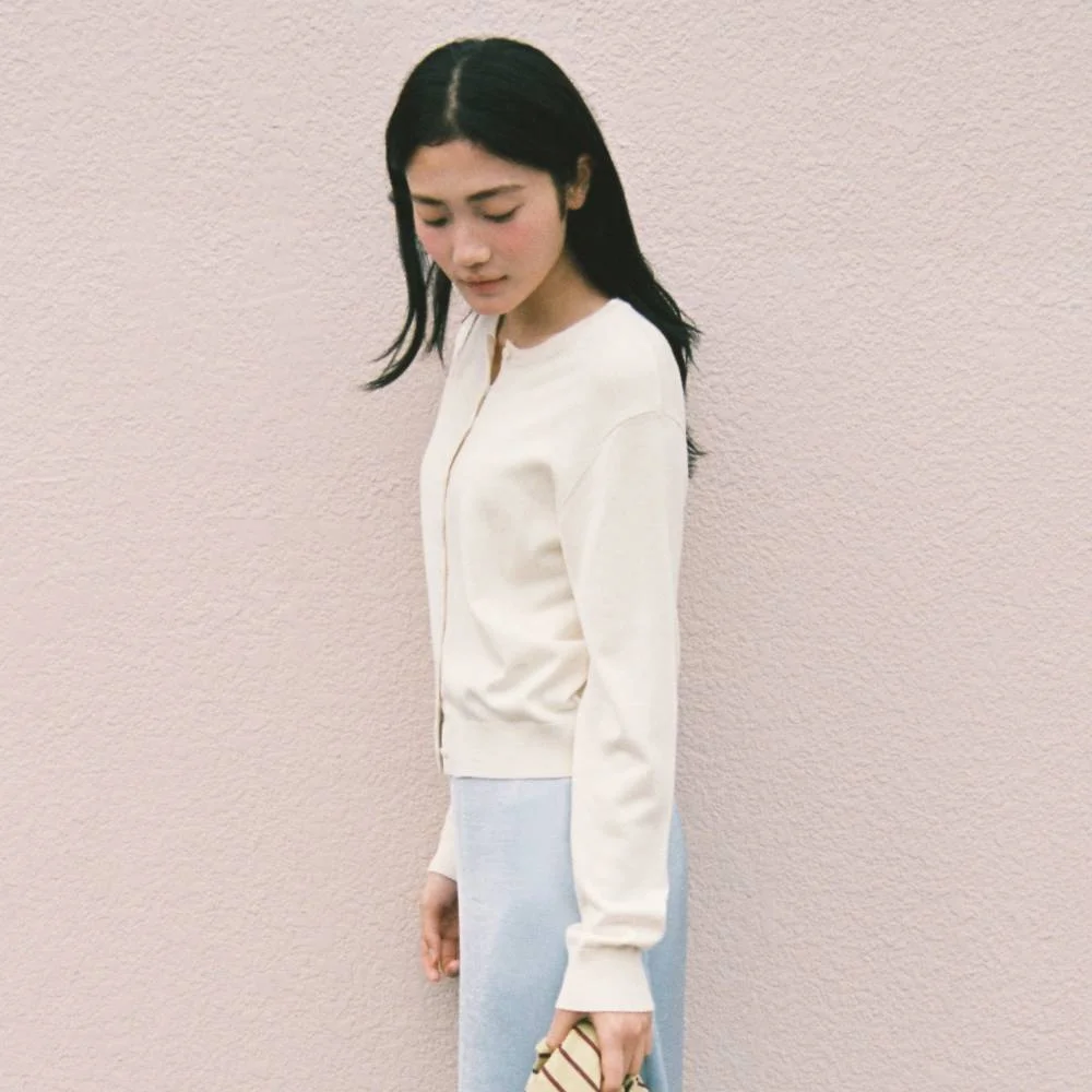 MOLLI ROUND CARDIGAN_VANILLA
