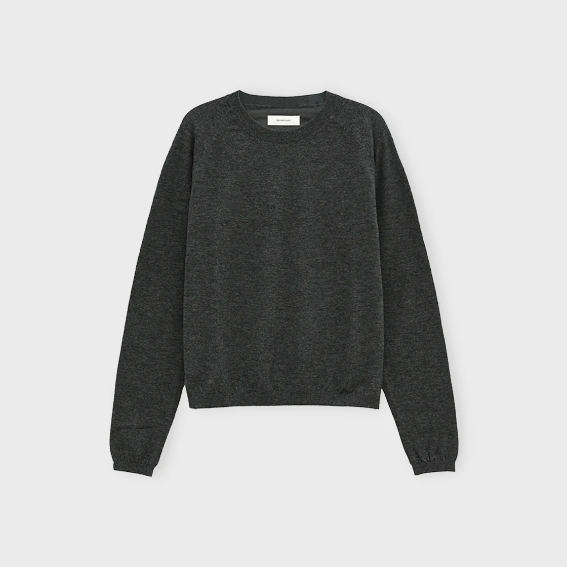 W Super Fine Bound Neck Knit, Charcoal