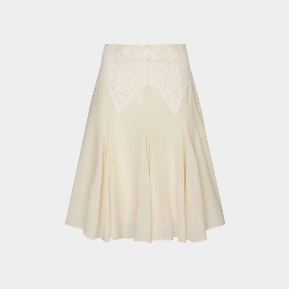 Bali Lace Flare Skirt (Oat Cream)