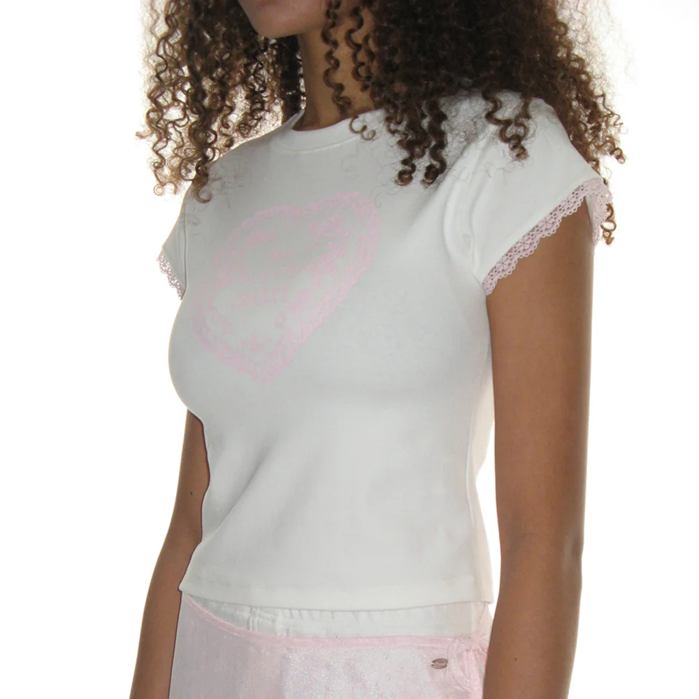 LACE HEART PRINTING TOP_WHITE