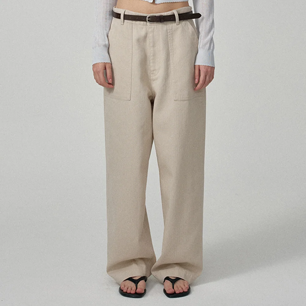 Herringbone Fatigue Pants_Beige