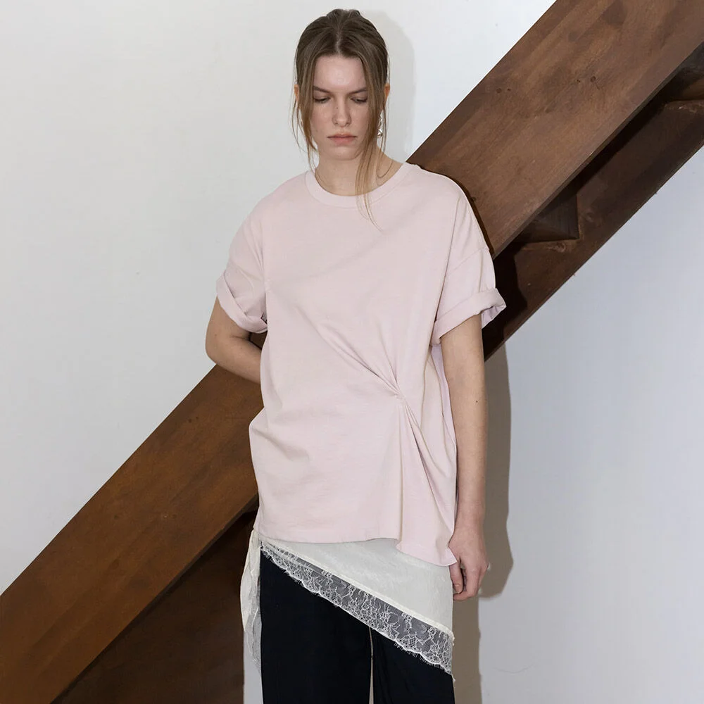 Irregular Tucked Half-Sleeve T-shirt SW6SE606-71