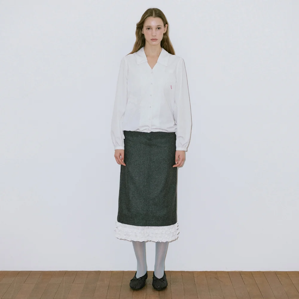 Frill Long Skirt (Charcoal)