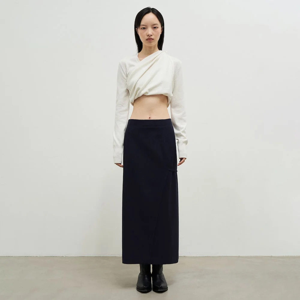 Back Tied Long Skirt Navy (AG4X27A01R)