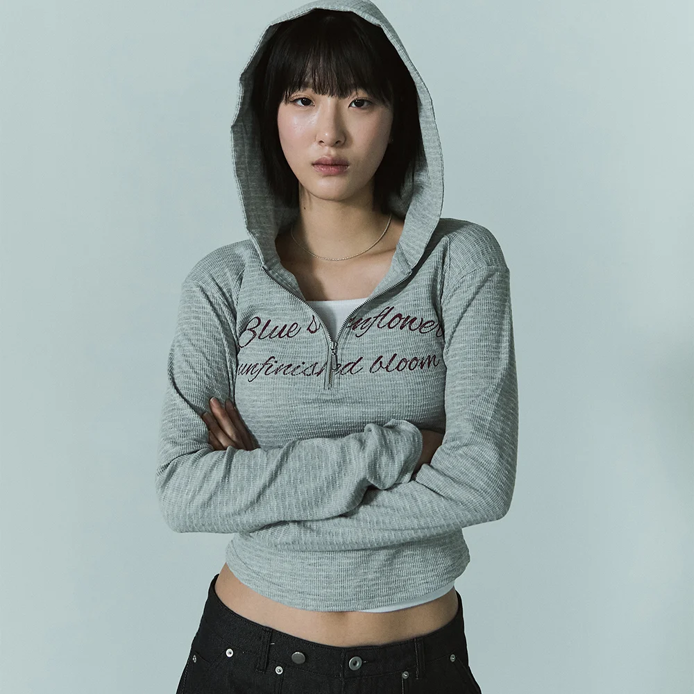 Bluesf crop hood half-zip