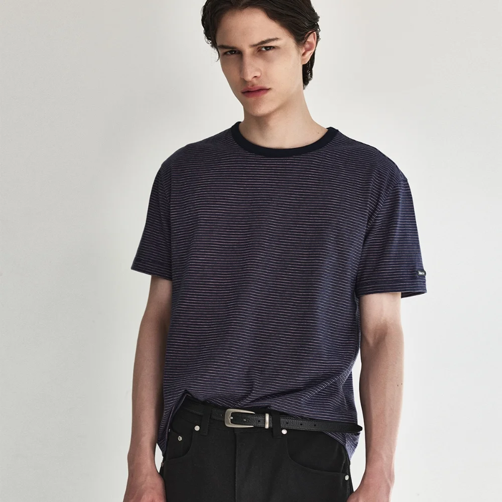 Blend Stripe Cotton T-Shirt_Multi Purple