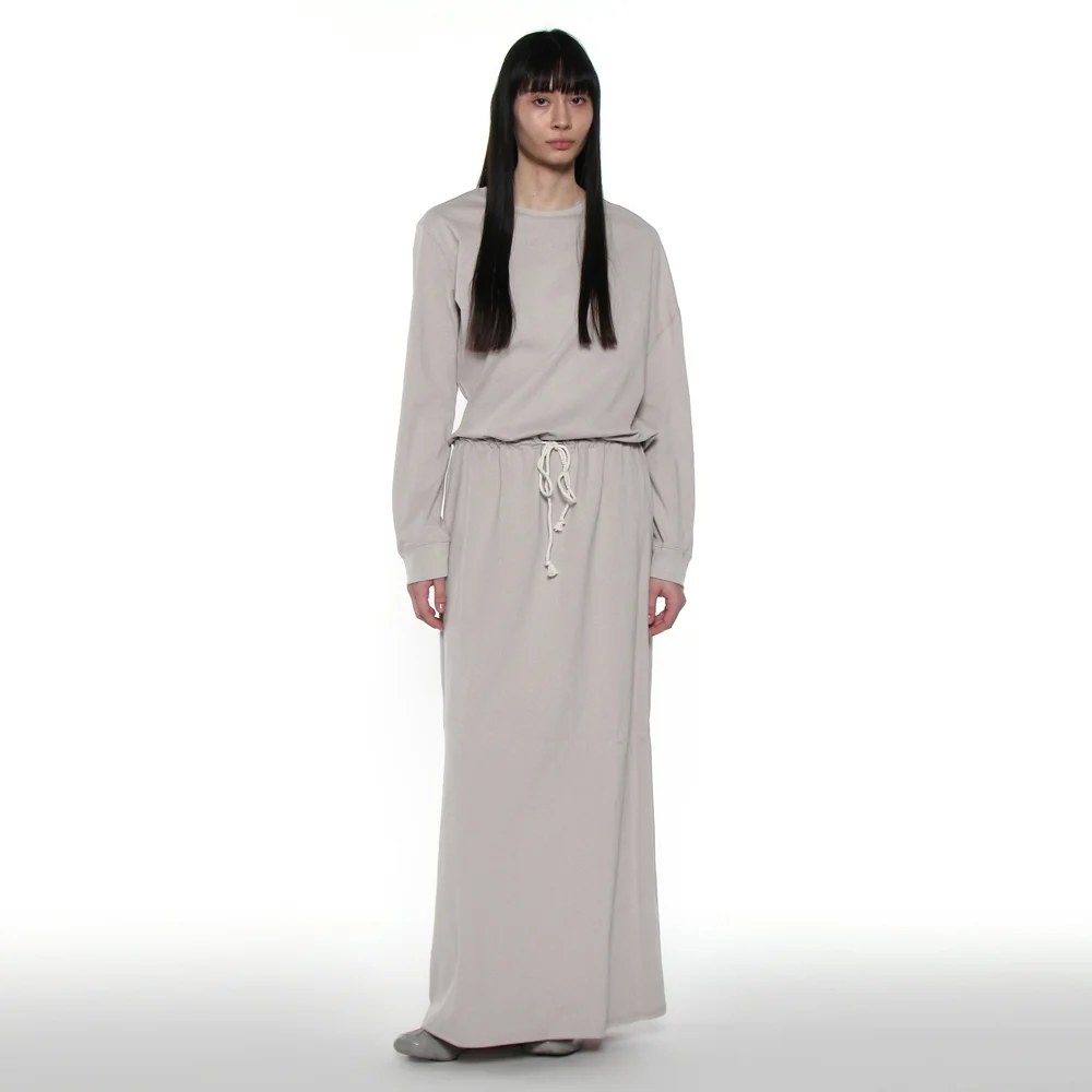 PWC UNBALANCED DRAWSTRING MAXI DRESS_STONE
