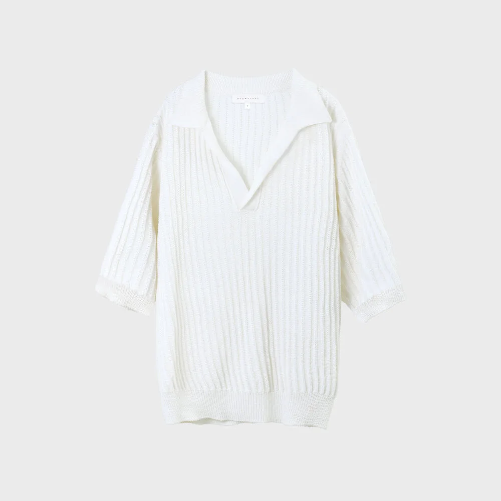 Half Collar Knit, Ivory