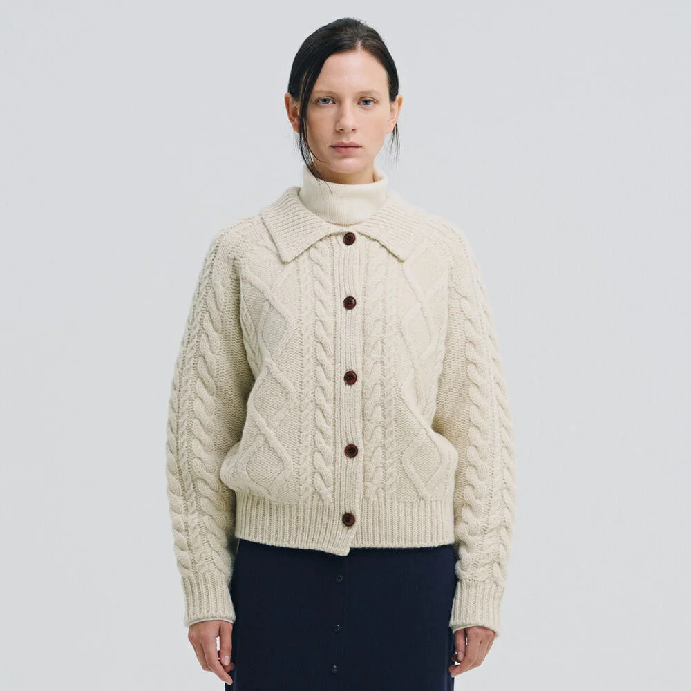 Alma Wool 100 Cardigan (Ivory)