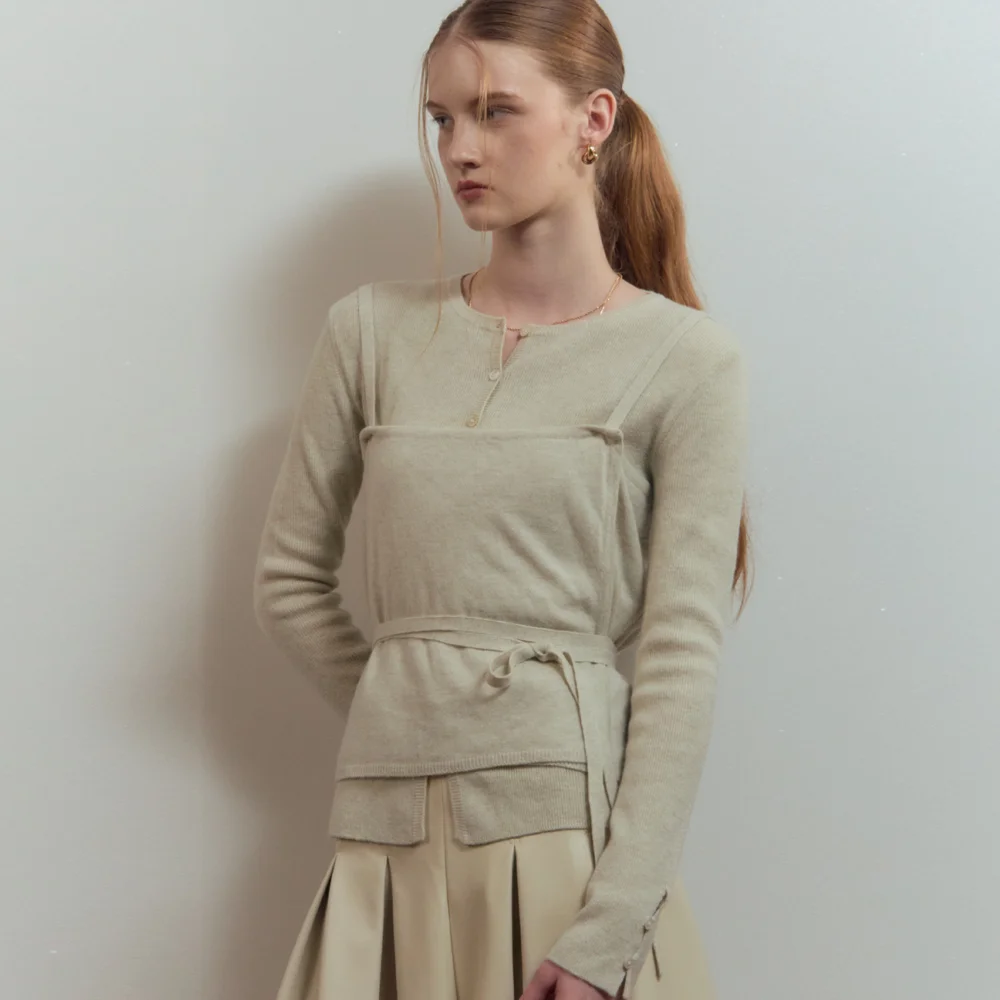 Veloute Layered Cardigan Oatmeal